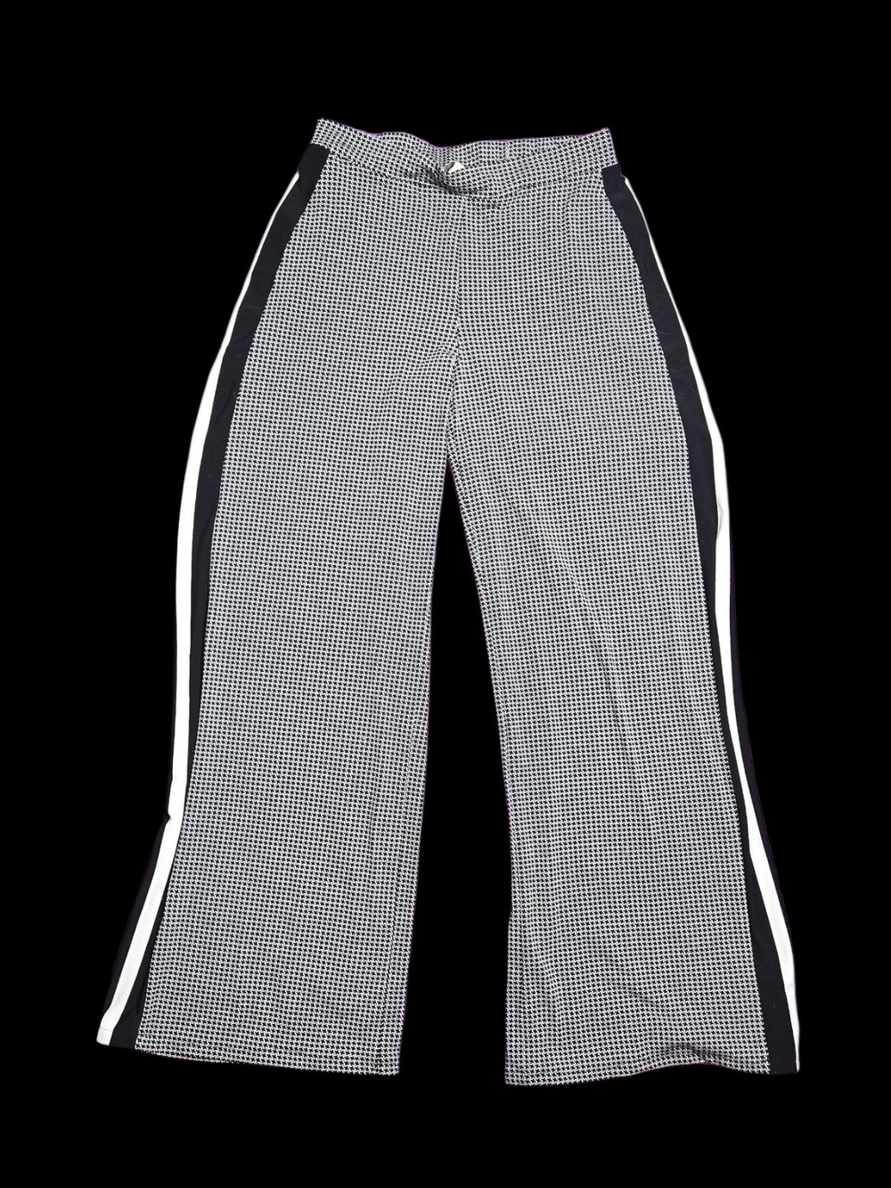Michael Kors Black & White Houndstooth Track Pants with Side Stripe - Picture 1 of 6